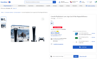 Console da Sony, modelo PS5 com Jogo: God of War Ragnarök - R$ 3.023,93