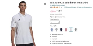 Adidas Entrada 22 witte polo voor €12,50 bij Amazon NL