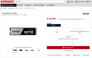 Lexar NQ790, 2 To SSD à 119,90€