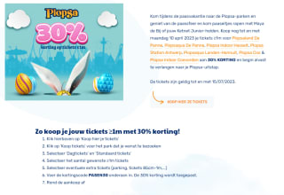 30% korting op tickets ≥1m bij een Plopsa park naar keuze