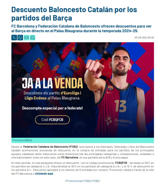 Hasta 50% descuento en entradas Baloncesto FC Barcelona