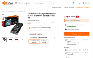 Tarjeta gráfica Gigabyte AMD Radeon RX 9060 XT Gaming OC por 374,90€