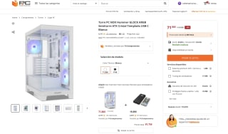 Caja PC ATX NOX Hummer Glock ARGB Blanca por solo 71,86€