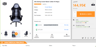 Silla Gaming Cooler Master Caliber R3 por 144,95€