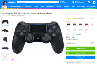 Controle da Sony, modelo Dualshock 4 para PS4 e PC - R$ 249,90