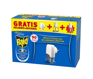 Raid Eléctrico Anti Mosquitos Comunes y Tigre 90 Noches con Aplicador y 2 Recambios 54 Mililitros (2 x 27ml) por 5,22€