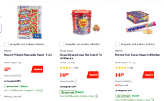 Tot 65% korting op snoep en snacks van o.a. Klene, Cheetos, Tony's Chocolonely bij Bol