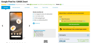 Google Pixel 6a 128GB Zwart voor €299 bij Belsimpel