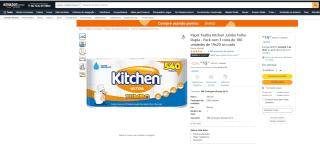 Papel Toalha da Kitchen, modelo Jumbo Folha Dupla - R$ 15,97