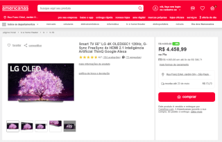 Smart TV da LG de 55 polegadas 4K - R$ 4.458,99