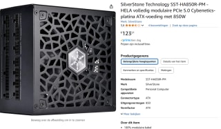 SilverStone HELA 850R Platinum, PCIe 5.0, ATX 3.0 voor €123,51 bij Amazon