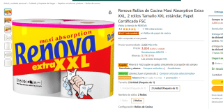 3x Rollo de cocina Renova Maxi Absorption Extra XXL 2 rollos XXL por 6.93€