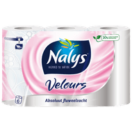 6 Rollen toiletpapier Nalys Excellence 5-laags of Velours 3-laags voor €2,49 bij Dirk
