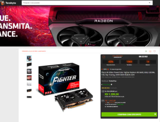 Placa Gráfica da Power Color, modelo Fighter AMD Radeon AXRX 6600 de 8GB - R$ 1.399