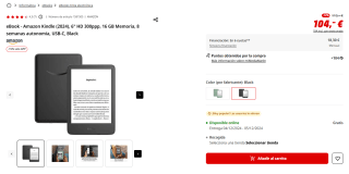 eBook Amazon Kindle (2024), 6" HD 300ppp, 16 GB por 89,25€