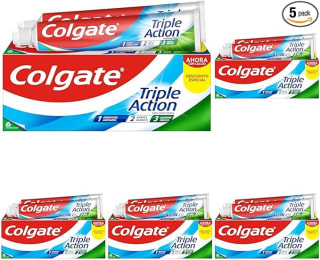 5 Packs de 2 Envases de pasta de dientes Colgate Triple Acción (10x75ml) por 9,57€