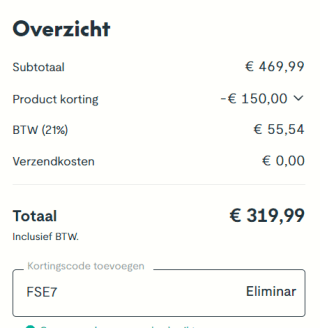Flexispot kortingscode voor €150 korting op een E7/H Sta zit bureau (frame)
