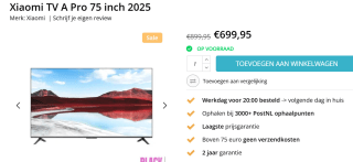Xiaomi TV A PRO - 75 Inch - 4K QLED TV - 2024 voor €699,95 bij Techpunt