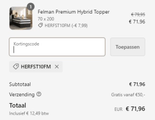 10% korting op alles bij Felman