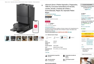 roborock Qrevo S Robot Aspirador y fregasuelos 7000 Pa 3D por solo 579,99€