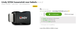 Lindy tussenstuk voor kabels voor €20,57 bij Acers Direct