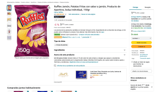 3 Ruffles Jamón Patatas Fritas con sabor a jamón 150gr a solo 3,74€
