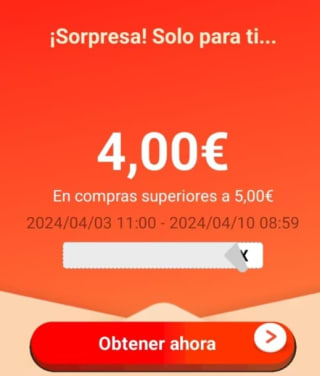 Cupón 4€ descuento en pedidos superiores a 5€ en Aliexpress