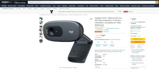Webcam da Logitech C270 HD 720P - R$ 169,90
