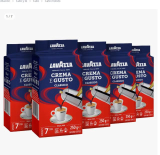 Lavazza, Crema e Gusto Classico, PAck 5 paquetes de 250gCafé Molido Natural, por 11,46€ (6,89€ usuario nuevo)