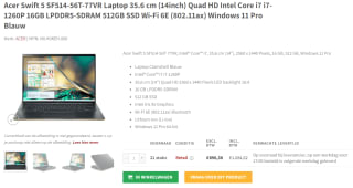 Acer Swift 5 Pro SF514-56T-77VR 14" laptop voor €1084,62