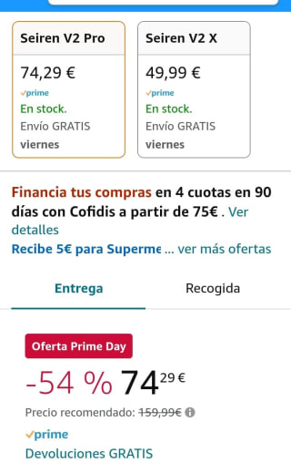 Razer Seiren V2 Pro - Micrófono USB por 74,99€.