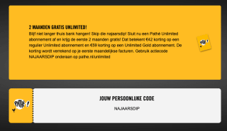 Pathé unlimited (GOLD) 2+2 maanden gratis