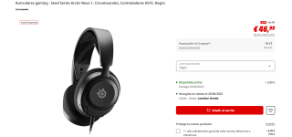Auriculares gaming - Steel Series Arctis Nova 1 color negro por 39,94€ (desde la app