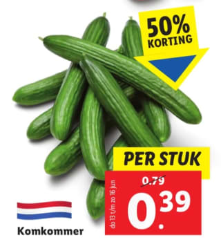 Komkommer voor €0,39 bij de Lidl