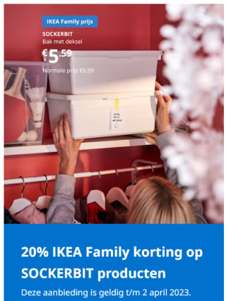 20% IKEA Family korting op de producten van SOCKERBIT