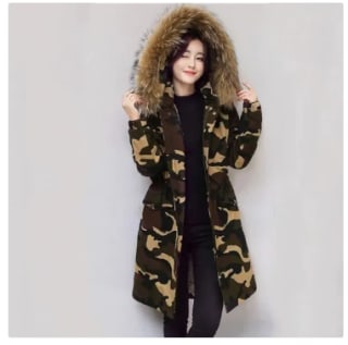 Doudoune longue femme - FUNMOON - Camouflage vert à 152,21€