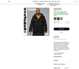 Jordan Parka relleno plumón de pato Hombre por 112€