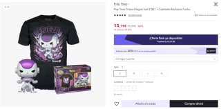 Funko Pop Tees Frieza Dragon ball Z 861 + Camiseta por 12.15€