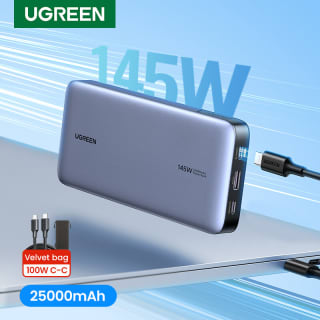UGREEN 100W Powerbank 145W Max 25000mAh Externe batterij met 3 poorten voor €77,69 bij Banggood
