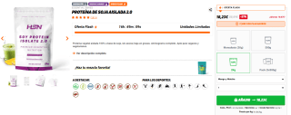 HSN 2KG Proteína vegetal aislada 100% a base de soja por 18,23€