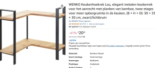 WENKO Keukenrek Model Lou voor €20,55 bij Amazon