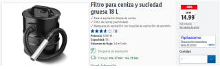 Filtro para ceniza y suciedad gruesa 18 L por 14.99€