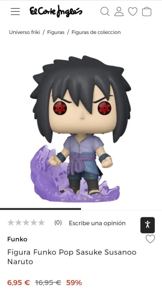 Figura Funko Pop Sasuke Susanoo Naruto por 6,95€.