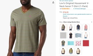 Levi's Original Housemark V-Neck heren T-Shirt voor €16,20 bij Amazon.nl
