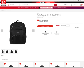 Mochila Notebook Kong 4Xt Negro 16"" Xl Xtrem por solo $15.000