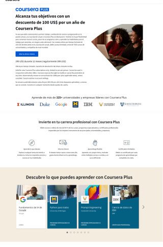 Coursera Plus 1 año Gratis para nuevos suscriptores