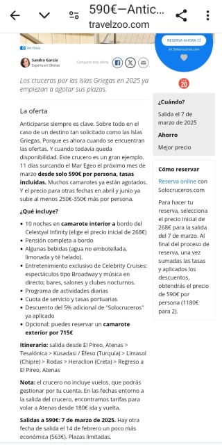 Crucero Islas Griegas 11 dias por 590€.