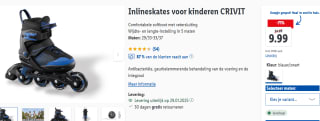 Crivit Inlineskates voor kinderen (33-37) voor €9,99 bij Lidl