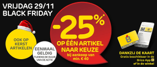 25% korting op 1 artikel naar keuze bij Brico