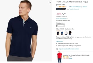 Tom Tailor Basic Poloshirt voor €9,99 bij Amazon NL
